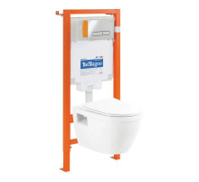 Комплект подвесной унитаз BelBagno Loto BB070CHR/SC + система инсталляции BelBagno BB002-80 + BB005-PR-CHROME