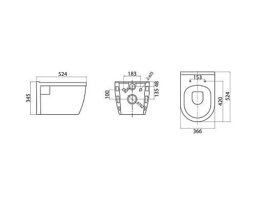 Приобрести Комплект подвесной унитаз BelBagno Loto BB070CHR/SC + система инсталляции BelBagno BB002-80 + BB005-PR-CHROME в магазине сантехники Santeh-Crystal.ru