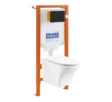 Комплект подвесной унитаз BelBagno Kraft BB064CHR + BB2111SC + система инсталляции BelBagno BB002-80 + BB007-PR-NERO.M