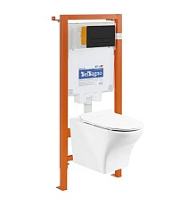 Комплект подвесной унитаз BelBagno Kraft BB064CHR + BB2111SC + система инсталляции BelBagno BB002-80 + BB007-PR-NERO.M