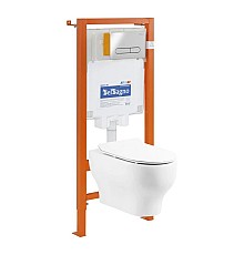 Комплект подвесной унитаз BelBagno Lucie BB063CHR + BB2111SC + система инсталляции BelBagno BB002-80 + BB005-PR-CHROME