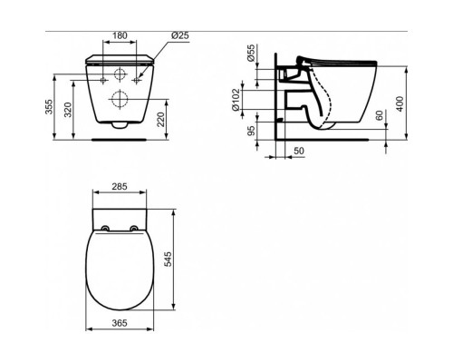 Заказать Комплект подвесной унитаз E047901 + E772401 + система инсталляции  R020467 + R0115A6 Ideal Standard Prosys Connect R030701A6115 в магазине сантехники Santeh-Crystal.ru