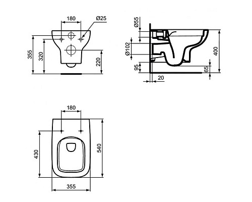 Купить Комплект подвесной унитаз T471701+ T453001 + система инсталляции E233267 Ideal Standard Prosys I.life A WA330101 в магазине сантехники Santeh-Crystal.ru