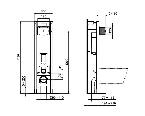 Купить Комплект подвесной унитаз T471701+ T453001 + система инсталляции E233267 Ideal Standard Prosys I.life A WA330101 в магазине сантехники Santeh-Crystal.ru