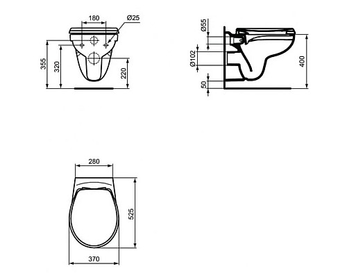 Приобрести Комплект подвесной унитаз K881201 + система инсталляции R046367 Ideal Standard Prosys Eurovit RE881202 в магазине сантехники Santeh-Crystal.ru