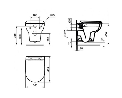 Купить Комплект подвесной унитаз R002601 + система инсталляции R046367 Ideal Standard Prosys Exacto RX002602 в магазине сантехники Santeh-Crystal.ru