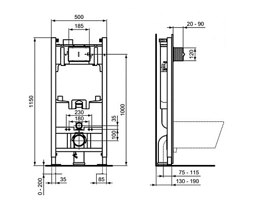 Купить Комплект подвесной унитаз R002601 + система инсталляции R046367 Ideal Standard Prosys Exacto RX002602 в магазине сантехники Santeh-Crystal.ru