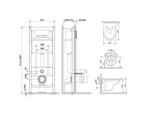 Купить Комплект подвесной унитаз + система инсталляции Am.Pm Sense IS30201.741700 в магазине сантехники Santeh-Crystal.ru