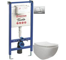 Комплект подвесной унитаз 40006661B + 40006661S + система инсталляции 40006356 + 40006359 Pestan Fluenta SET40006661PM