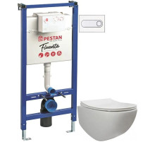 Комплект подвесной унитаз 40006661B + 40006661S + система инсталляции 40006356 + 40006363 Pestan Fluenta SET40006661OW
