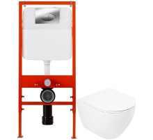 Комплект подвесной унитаз BelBagno Stylus CZR-513-TH-R + CZR2316SC + система инсталляции BelBagno BB002-80 + BB051CR