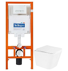 Комплект подвесной унитаз BelBagno Due BB3103CHR/SC + система инсталляции BelBagno BB002-80 + BB018-GV-BIANCO