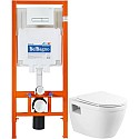 Комплект подвесной унитаз BelBagno Loto BB070CHR/SC + система инсталляции BelBagno BB002-80 + BB018-GV-BIANCO