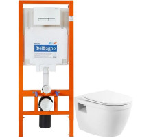 Комплект подвесной унитаз BelBagno Loto BB070CHR/SC + система инсталляции BelBagno BB002-80 + BB018-GV-BIANCO