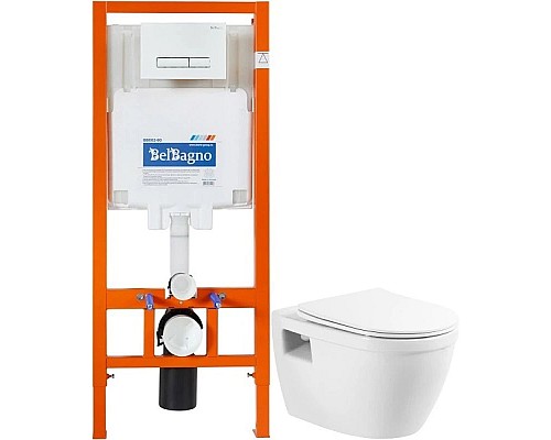 Заказать Комплект подвесной унитаз BelBagno Loto BB070CHR/SC + система инсталляции BelBagno BB002-80 + BB018-GV-BIANCO в магазине сантехники Santeh-Crystal.ru