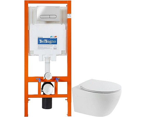 Купить Комплект подвесной унитаз BelBagno Prospero BB507B + BB1055SC + система инсталляции BelBagno BB002-80 + BB005-PR-CHROME в магазине сантехники Santeh-Crystal.ru