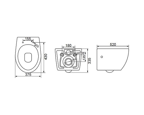 Купить Комплект подвесной унитаз BelBagno Prospero BB507B + BB1055SC + система инсталляции BelBagno BB002-80 + BB005-PR-CHROME в магазине сантехники Santeh-Crystal.ru