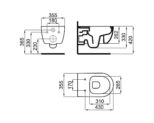 Купить Комплект подвесной унитаз Noken Acro Compact N380000081 + система инсталляции Grohe 38811kf0 в магазине сантехники Santeh-Crystal.ru