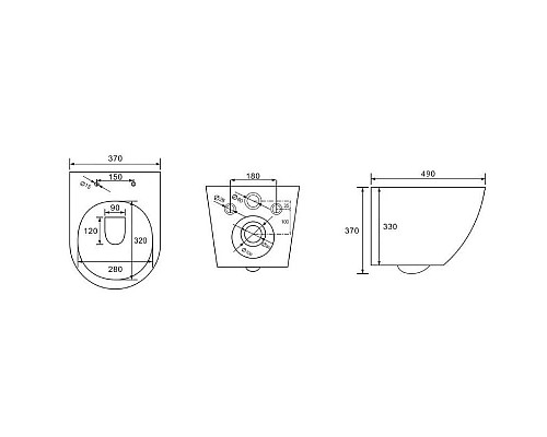 Приобрести Комплект подвесной унитаз Bogner BR-4455BL + система инсталляции Grohe 38811kf0 в магазине сантехники Santeh-Crystal.ru