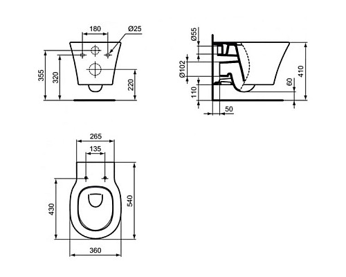 Заказать Комплект подвесной унитаз Ideal Standard Connect Air AquaBlade E0054V3 + E0368V3 + система инсталляции Grohe 38811kf0 в магазине сантехники Santeh-Crystal.ru