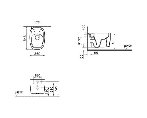 Купить Комплект подвесной унитаз VitrA Plural 7830B483-0075 + 126-083-009 + система инсталляции Grohe 38811kf0 в магазине сантехники Santeh-Crystal.ru