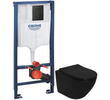 Комплект подвесной унитаз Rea Carlo Mini REA-C8489 + система инсталляции Grohe 38811kf0