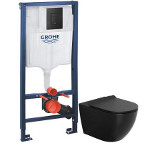 Комплект подвесной унитаз Bogner BR-4455BL + система инсталляции Grohe 38811kf0