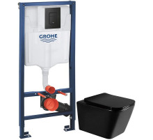 Комплект подвесной унитаз Abber Rechteck AC1200MB + система инсталляции Grohe 38811kf0
