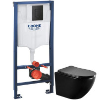 Комплект подвесной унитаз Abber Bequem AC1100MB + система инсталляции Grohe 38811kf0