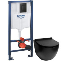 Комплект подвесной унитаз SantiLine SL-5002MB + система инсталляции Grohe 38811kf0
