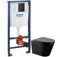 Комплект подвесной унитаз Abber Bequem AC1102MB + система инсталляции Grohe 38811kf0