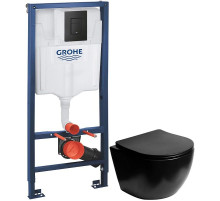 Комплект подвесной унитаз SantiLine SL-5018MB + система инсталляции Grohe 38811kf0