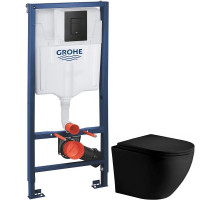 Комплект подвесной унитаз WeltWasser Merzbach 004MT-BL 10000003695 + система инсталляции Grohe 38811kf0