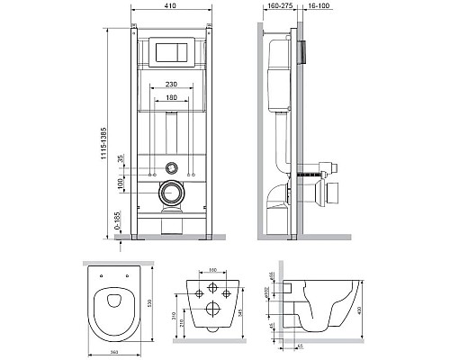 Заказать Комплект подвесной унитаз + система инсталляции Damixa Apollo DX22.IS10101.1700 в магазине сантехники Santeh-Crystal.ru