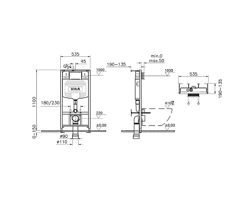 Приобрести Комплект подвесной унитаз + система инсталляции VitrA Normus 9773B003-7206 в магазине сантехники Santeh-Crystal.ru