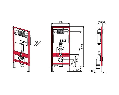 Приобрести Комплект подвесной унитаз Bogner BR-2041 + система инсталляции Tece 9400412 в магазине сантехники Santeh-Crystal.ru