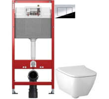 Комплект подвесной унитаз Geberit Smyle Square 500.683.01.1 + система инсталляции Tece 9400412