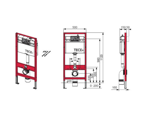 Приобрести Комплект подвесной унитаз Grossman GR-4455BMSQ + система инсталляции Tece 9400412 в магазине сантехники Santeh-Crystal.ru