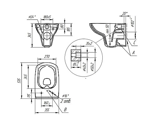 Заказать Комплект подвесной унитаз Cersanit Carina MZ-CARINA-XL-COn-S-DL-E + система инсталляции Tece 9400413 в магазине сантехники Santeh-Crystal.ru