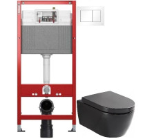 Комплект подвесной унитаз SSWW CT2037black + система инсталляции Tece 9400413