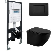 Комплект подвесной унитаз Abber Bequem AC1100MB + система инсталляции Abber AC0105 + AC0120MB