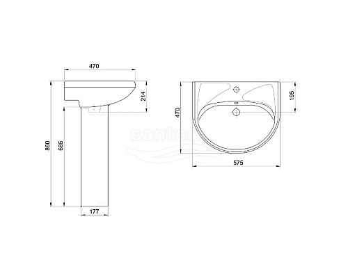 Купить Пьедестал для раковины Santeri West 1.3601.8.S00.00B.0 в магазине сантехники Santeh-Crystal.ru