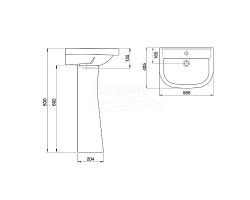 Заказать Пьедестал для раковины Santeri Pro 1.3601.2.S00.00B.0 в магазине сантехники Santeh-Crystal.ru