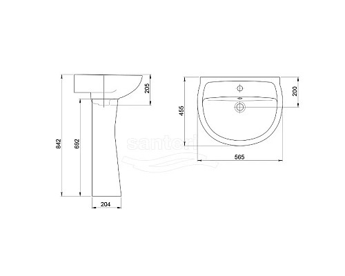 Купить Пьедестал для раковины Santeri Versia 1.3601.2.S02.00B.0 в магазине сантехники Santeh-Crystal.ru