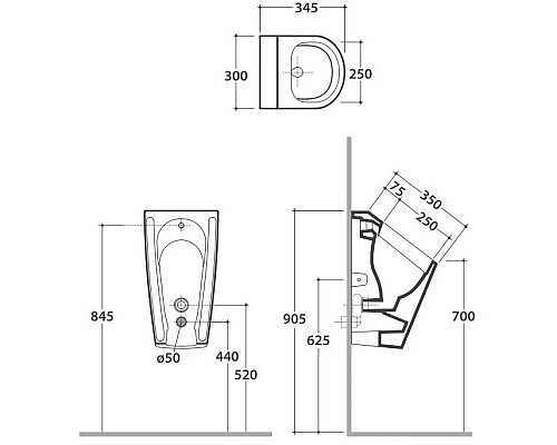 Купить Писсуар Globo Forty3 FO031BI в магазине сантехники Santeh-Crystal.ru