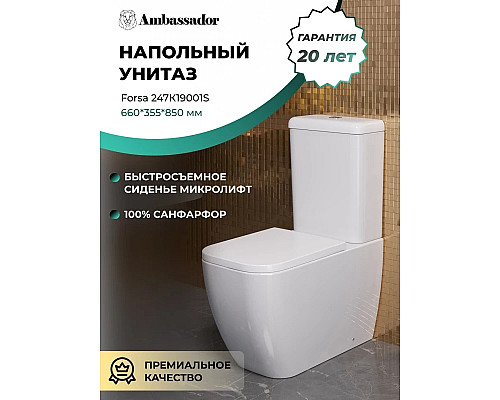Унитаз-компакт с сиденьем микролифт Ambassador Forsa 247K19001S Унитаз-компакт с сиденьем микролифт Ambassador Forsa 247K19001S