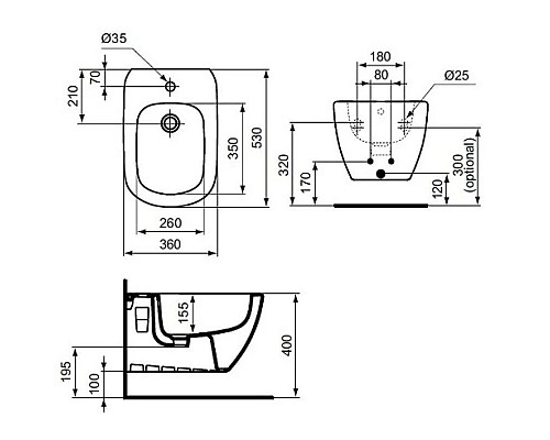 Купить Биде подвесное Ideal Standard Tesi T355201 в магазине сантехники Santeh-Crystal.ru