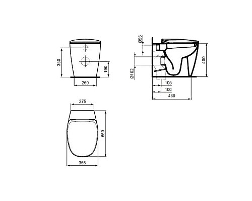 Заказать Унитаз приставной с сиденьем микролифт Ideal Standard Dea AquaBlade T349101 в магазине сантехники Santeh-Crystal.ru