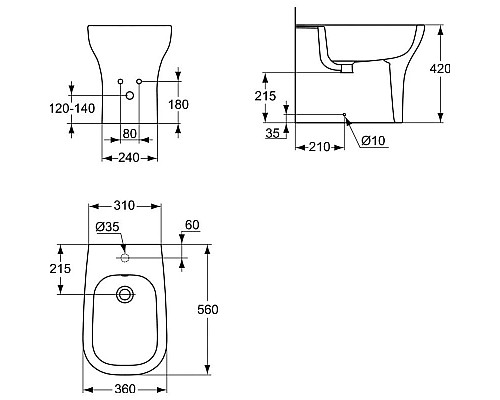 Купить Биде напольное Ideal Standard Active T501201 в магазине сантехники Santeh-Crystal.ru