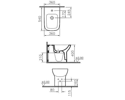 Купить Биде напольное Vitra S20 5509B003-0288 в магазине сантехники Santeh-Crystal.ru